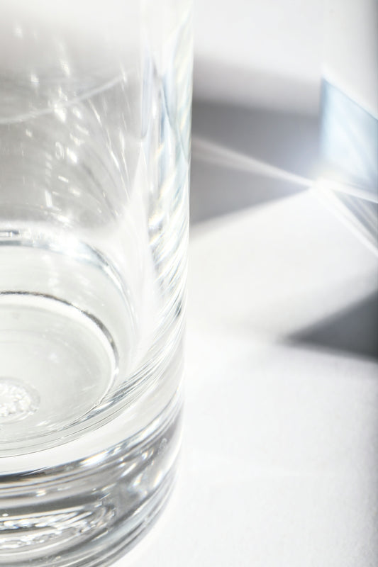 Clear glass with bright light reflections