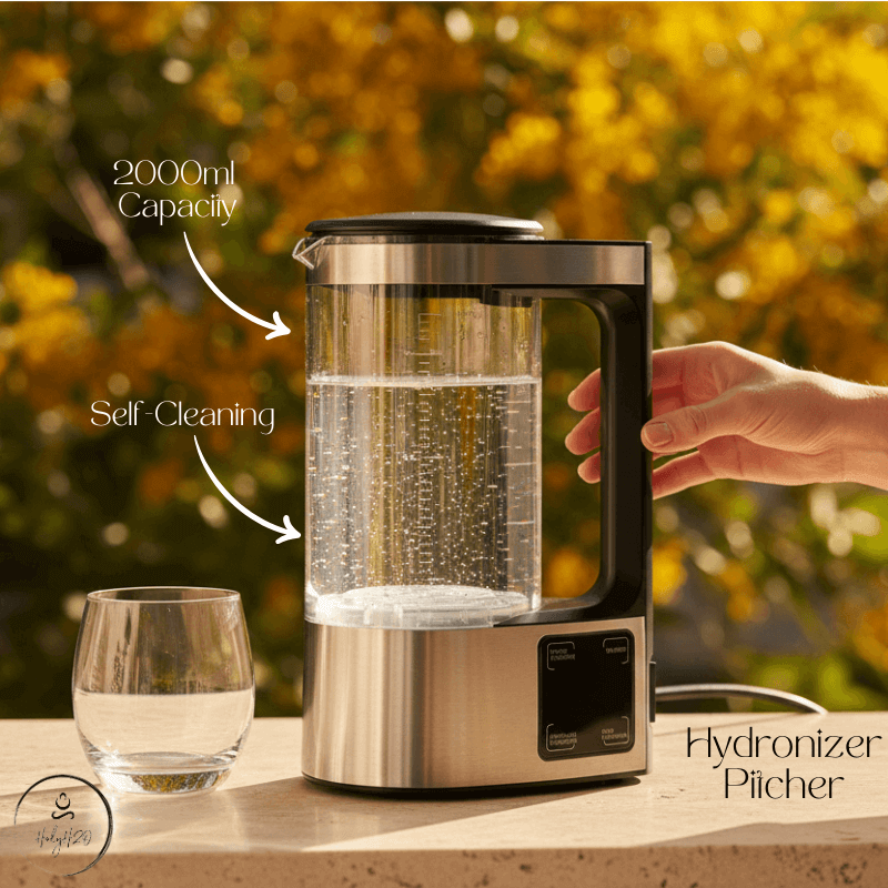 HolyH2O Hydronizer 2L hydrogen water pitcher on kitchen bench Australia